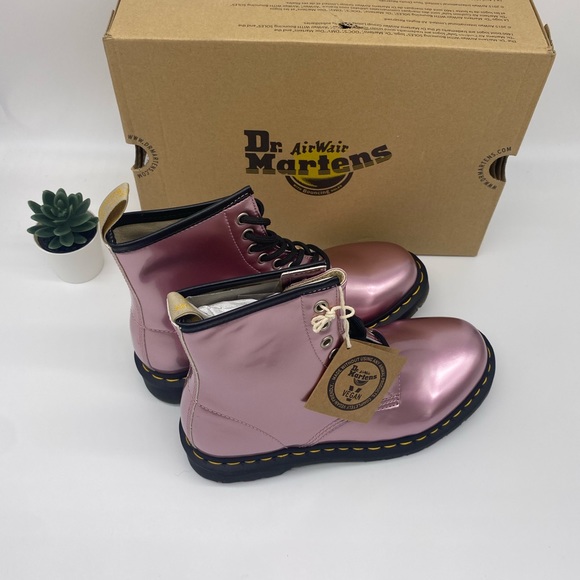 Dr.Martens -Pink Goldmix  1460 Smooth Vegan Leather - Picture 9 of 12